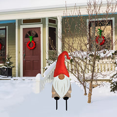 Metal Faceless Santa Claus Garden Stake Yard Art Outdoor Decoration