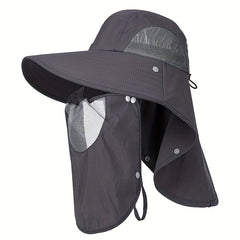 Men's Summer Wide Brim Face Covering Cape Hat