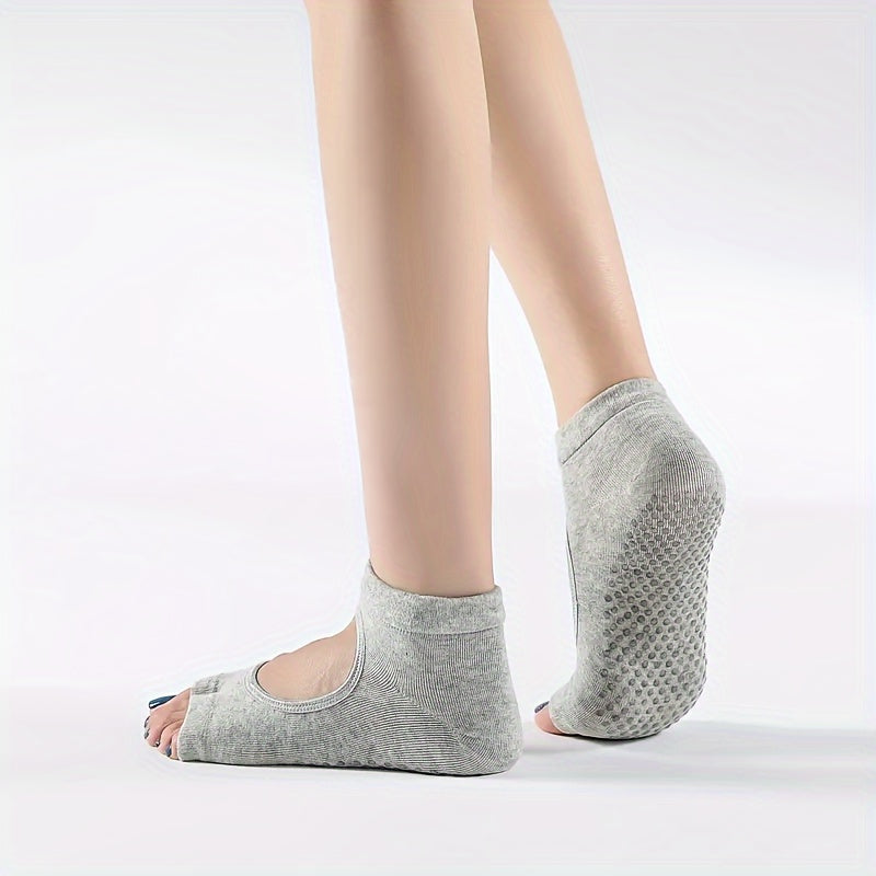 Women's Non-slip Toeless Yoga Socks Breathable Short Tube Dance Training Socks