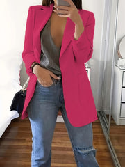  Casual Blazer Women's Solid Long Sleeve Suit Coat