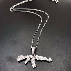 Alloy Punk Hip Hop Necklace Submachine Gun Pendant Necklace