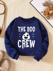 Halloween Boo Letter Print Boys Casual Sweatshirt
