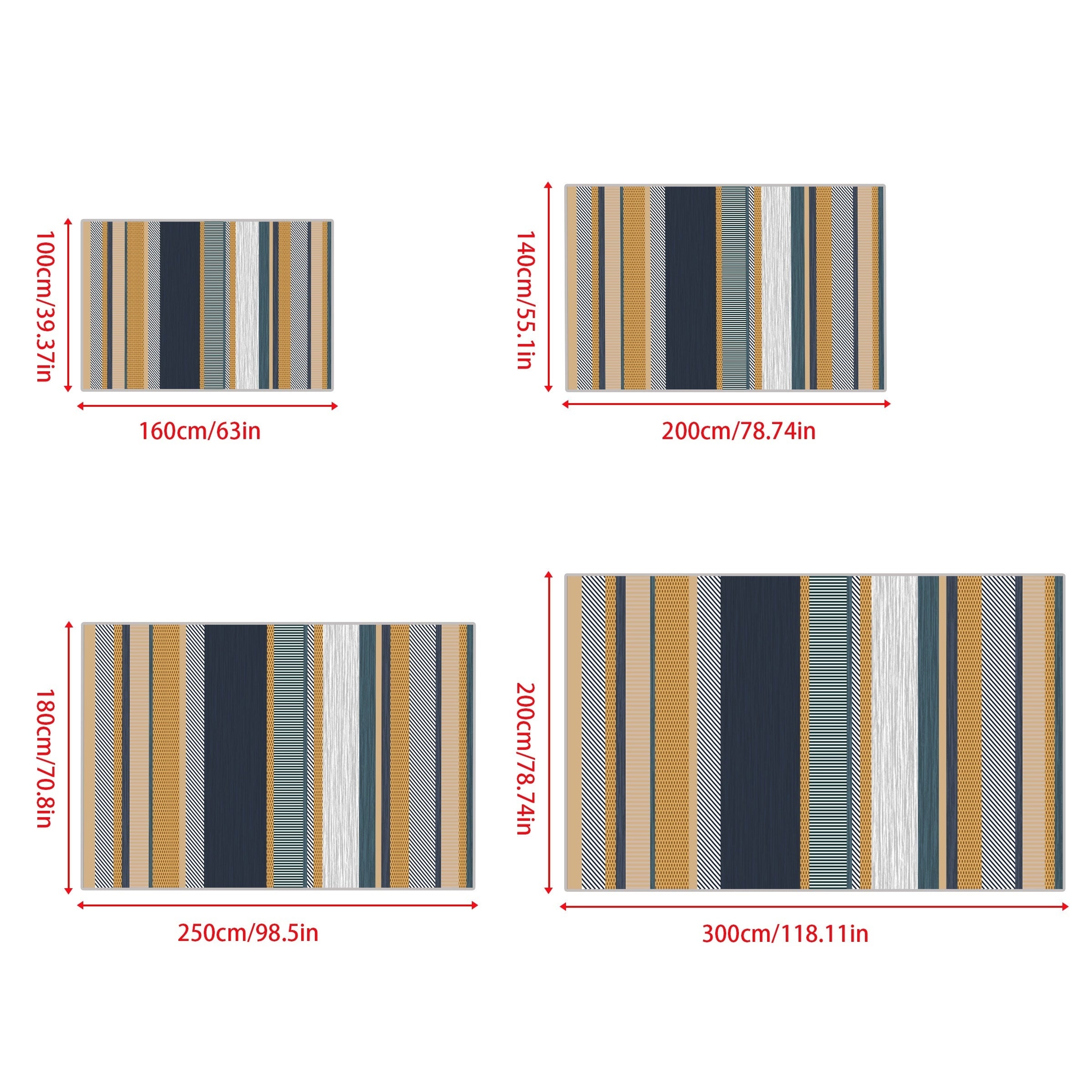 Geometric Lines Large Rug for Living Room Sofa Bedroom Kitchen Home Office