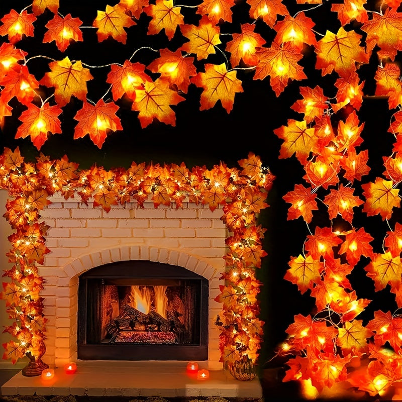 Red Maple Leaf String Lights Hanging Decoration 2m