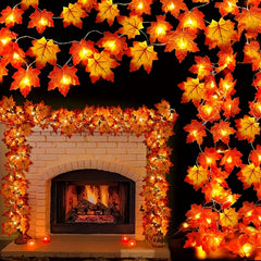 Red Maple Leaf String Lights Hanging Decoration 2m