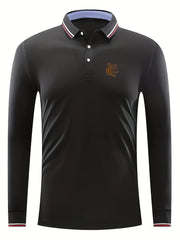 Men's Golf Lion Print Tennis Sports Shirt Top for Spring Fall Winter