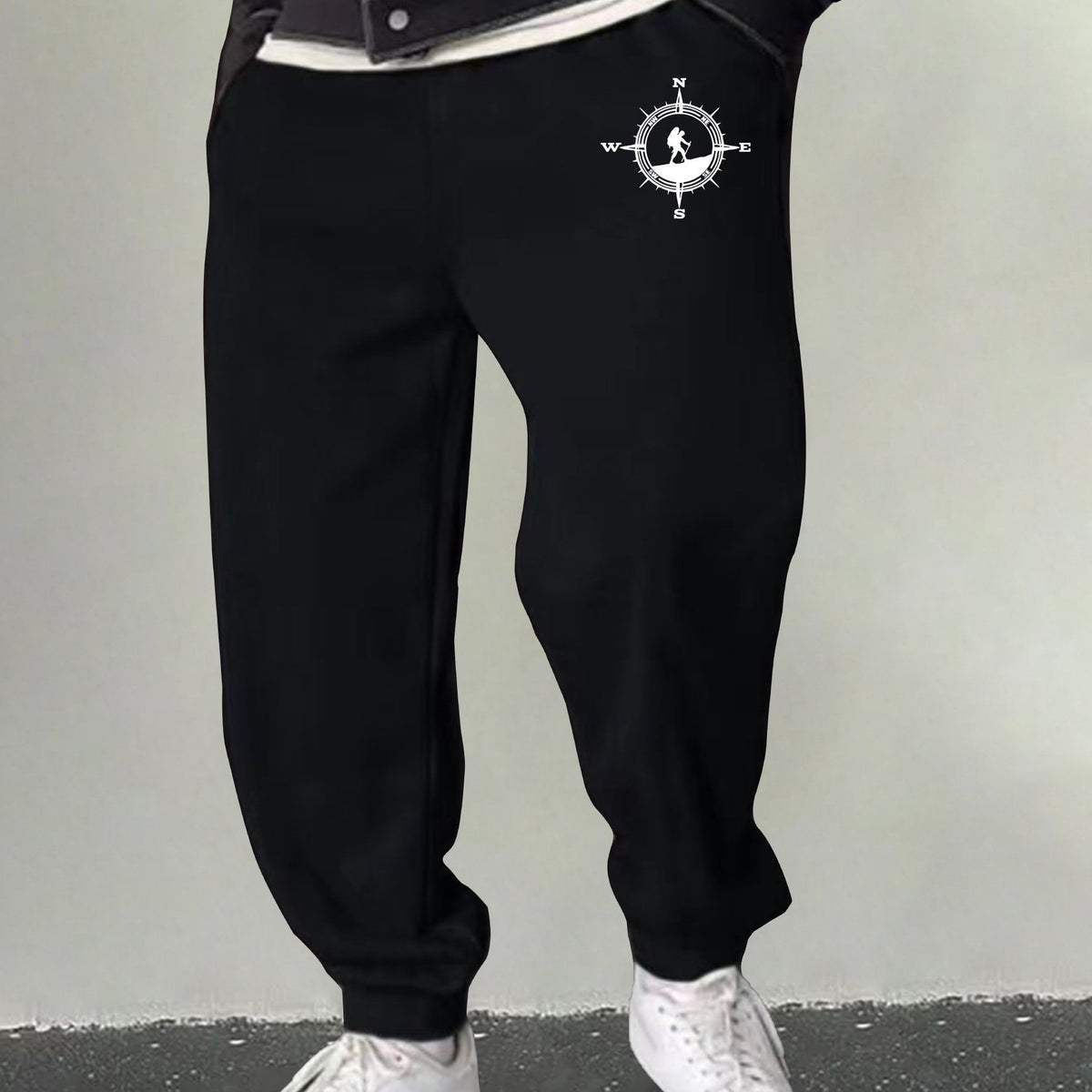 Men's Compass Graphic Sweatpants Casual Stretch Joggers for Outdoor