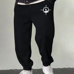 Men's Compass Graphic Sweatpants Casual Stretch Joggers for Outdoor
