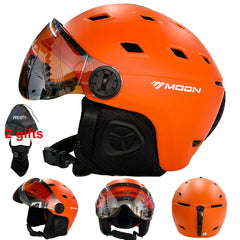MOON Skiing Helmet With Goggles PC EPS High Ski Helmet Outdoor Snowboard