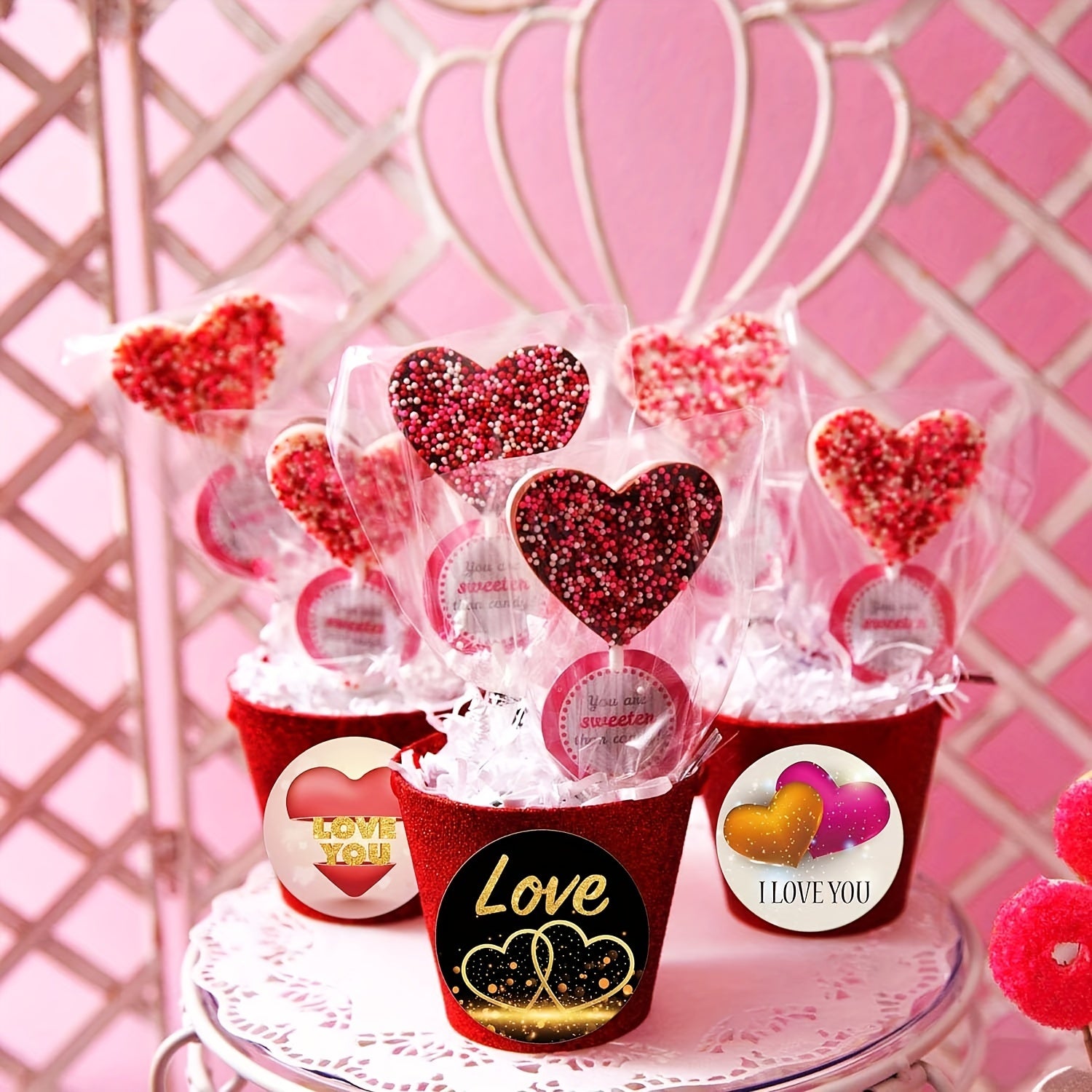 500pcs 2.54cm Love Stickers Crafts Stickers Classroom Decoration Stickers