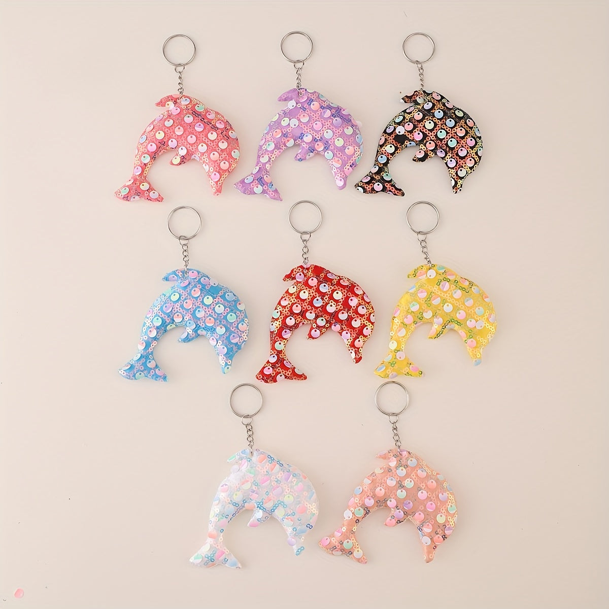 8pcs Sequin Dolphin Keychain Luggage Pendant Party Accessories
