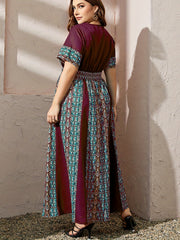  Ethnic Style Kaftan Dress Women's Plus Print Maxi Jalabiya Dress