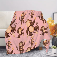 Little Monkey Digital Printed Blanket for Home & Camping
