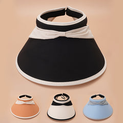 Wide Brim Block Visors Bow Sun Hats Cotton Blend Sunscreen UV Protection