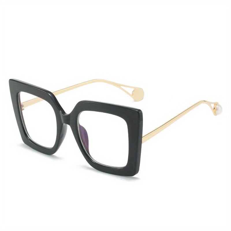 Women's Clear Lens Mod Glasses Metal Temple Anti Light Glasses