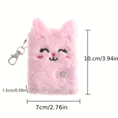 Kids Plush Cat Journal Soft Cover with Ears Keychain Backpack Accessory