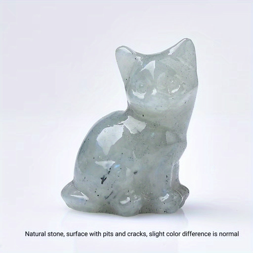 1pc Crystal Carved Cat Pocket Gift Healing Stone Moonsto