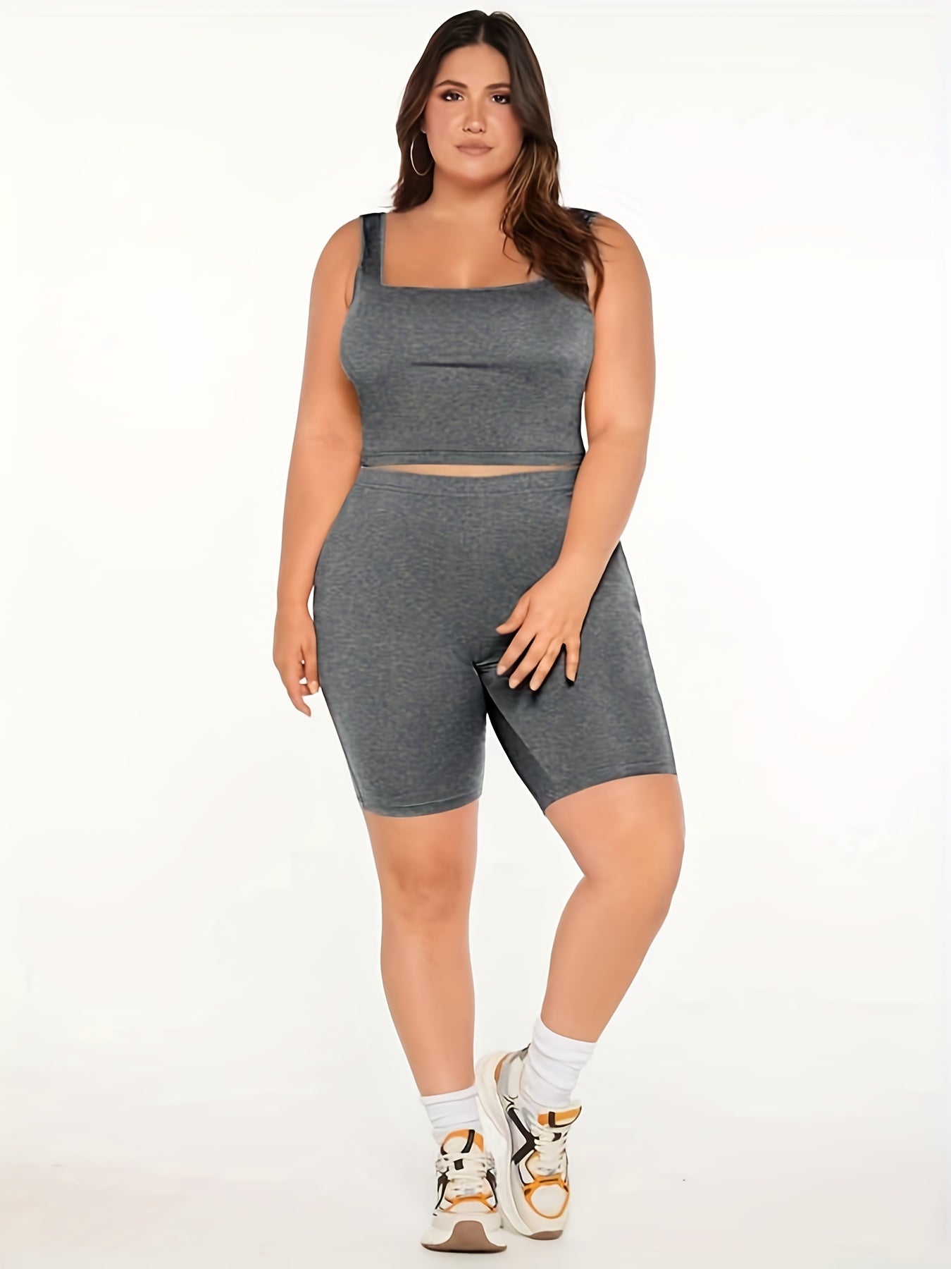  Solid High Rise Skinny Shorts