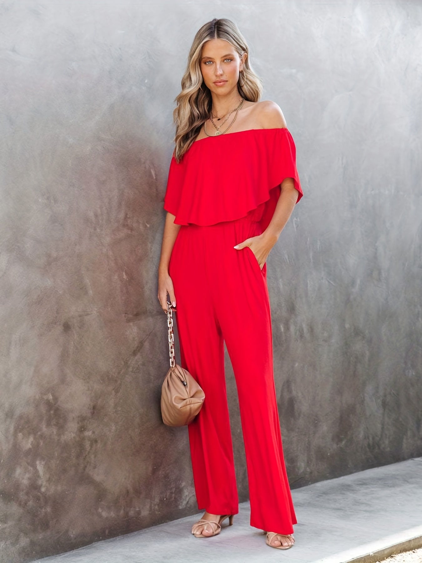 Off Shoulder Wide Leg Jumpsuit Boho Jumpsuit Spring Summer