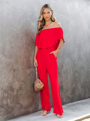 Off Shoulder Wide Leg Jumpsuit Boho Jumpsuit Spring Summer
