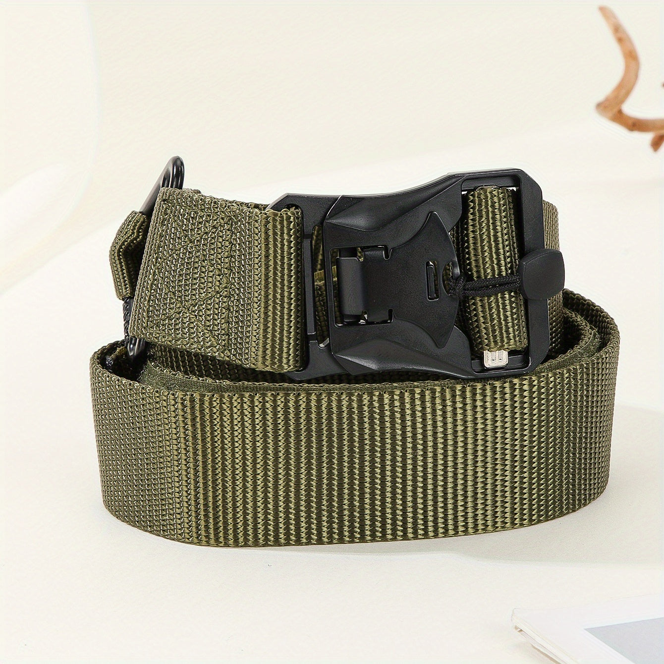 Tactical Belt Retractable Quick Release Plastic Buckle Braided Canvas Belts