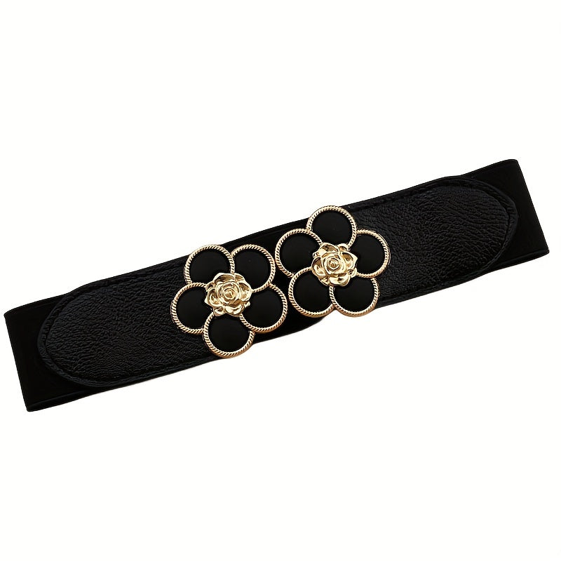 Stylish Buckle Thin Elastic Belt Waistband Solid Decorative Belts Dress Girdle