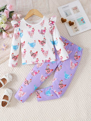Toddler Girl's 2pcs Unicorn Starfish Print Top & Pants Set