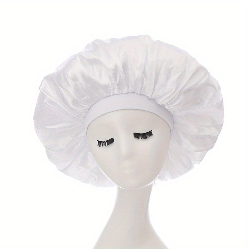 Extra Large Satin Bonnet Cap Wide Brimmed Nightcap Solid Hat