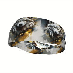 Wolf Themed Unisex Sports Headband Sweat Wicking Stretchy & Breathable Polyester