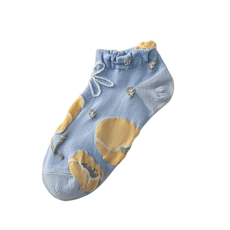10 Pairs Floral Print & Lightweight Ankle Socks Women's Stockings