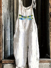  Retro Butterfly Print Wide Leg Jumpsuit