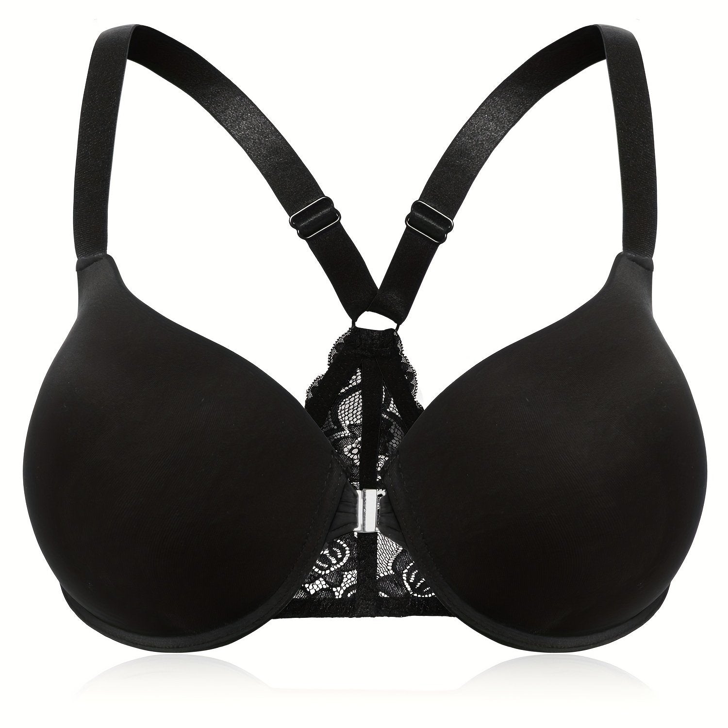  Bra Women's Plus Lace Closure Front Racer Back Underwire Bra