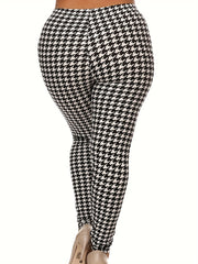 Houndstooth Print High Rise Leggings