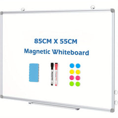 Double Sided Magnetic Whiteboard Wall Mounted Aluminum Frame 8 Pens 1 Eraser