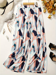  Colorblock Print Wide Leg Trousers