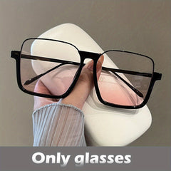 Gradient Clear Lens Glasses Y2K Anti Light Square Frame Glasses