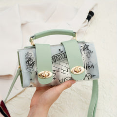 Graffiti Pattern Crossbody Bag Transparent Jelly Shoulder Bag