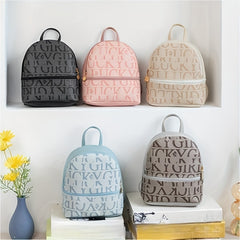 Mini Letter Graphic Backpack Faux Leather Daypack Women's Travel School Bag