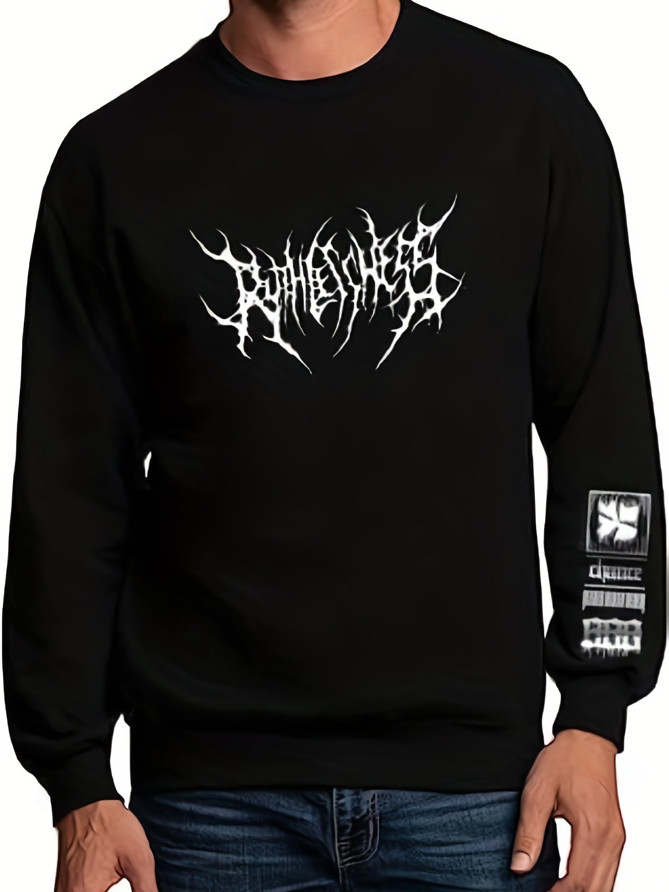 Lightning Print Men's Graphic Round Neck Sweatshirt Loose Pullover