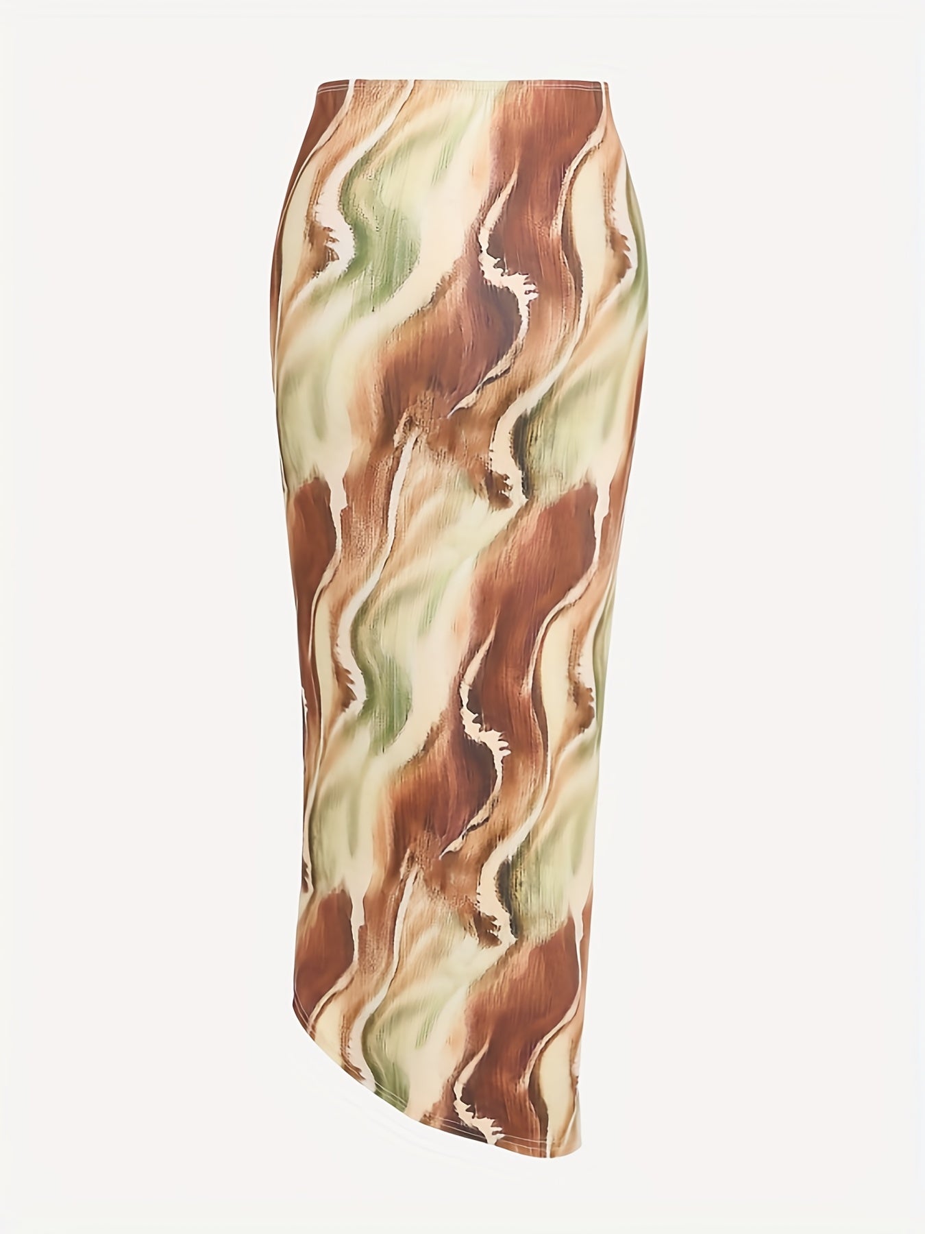 Sexy Marble Print Two piece Skirt Set Crop Cami Top & Split Skirt