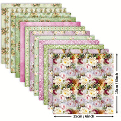 12pcs Flower Series Brochure Paper for DIY Photo Album Scrapbook Art Card