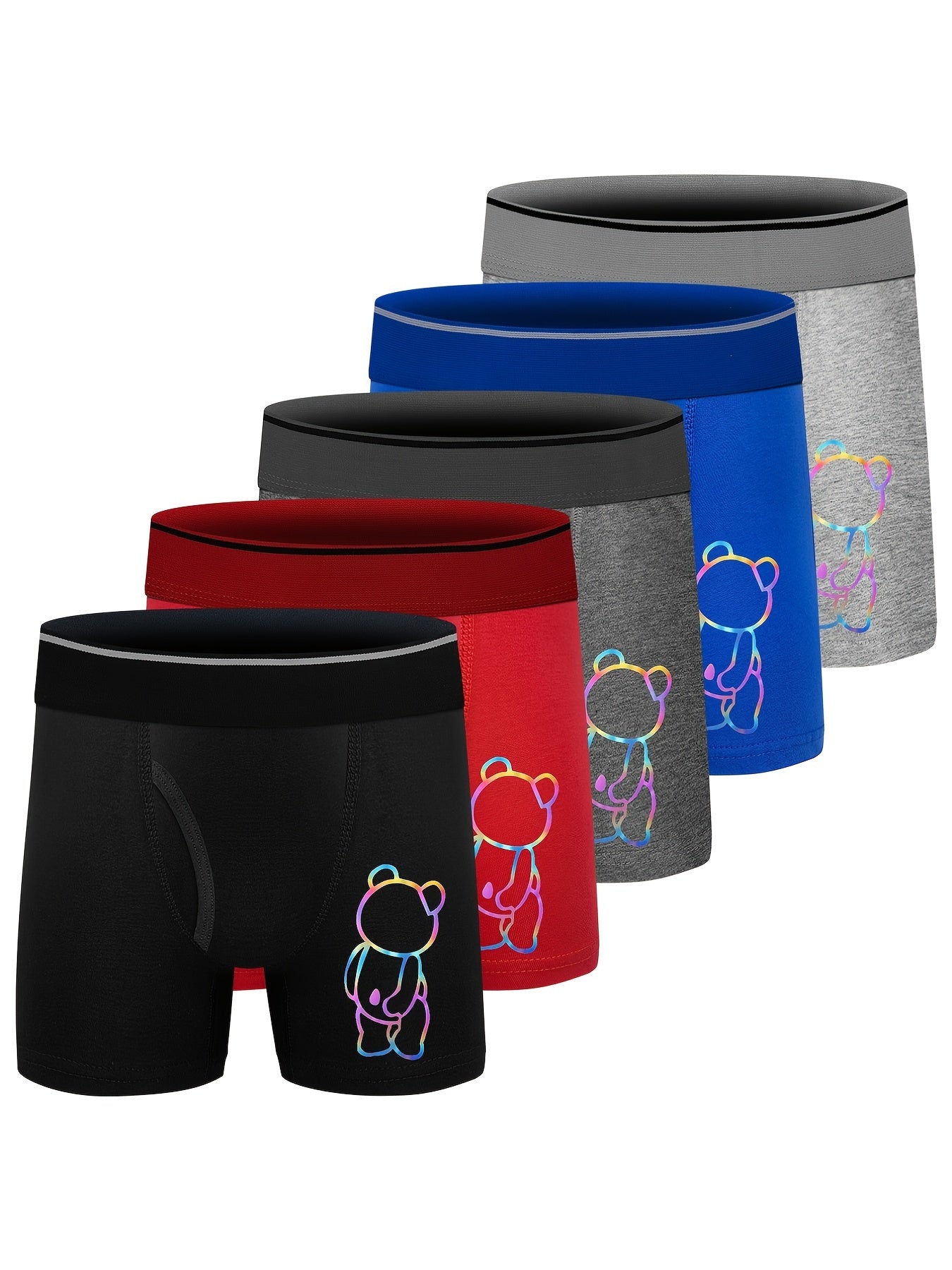 5pcs Bear Boys Boxer Briefs Underwear Soft Comfortable Breathable Kids Clothes