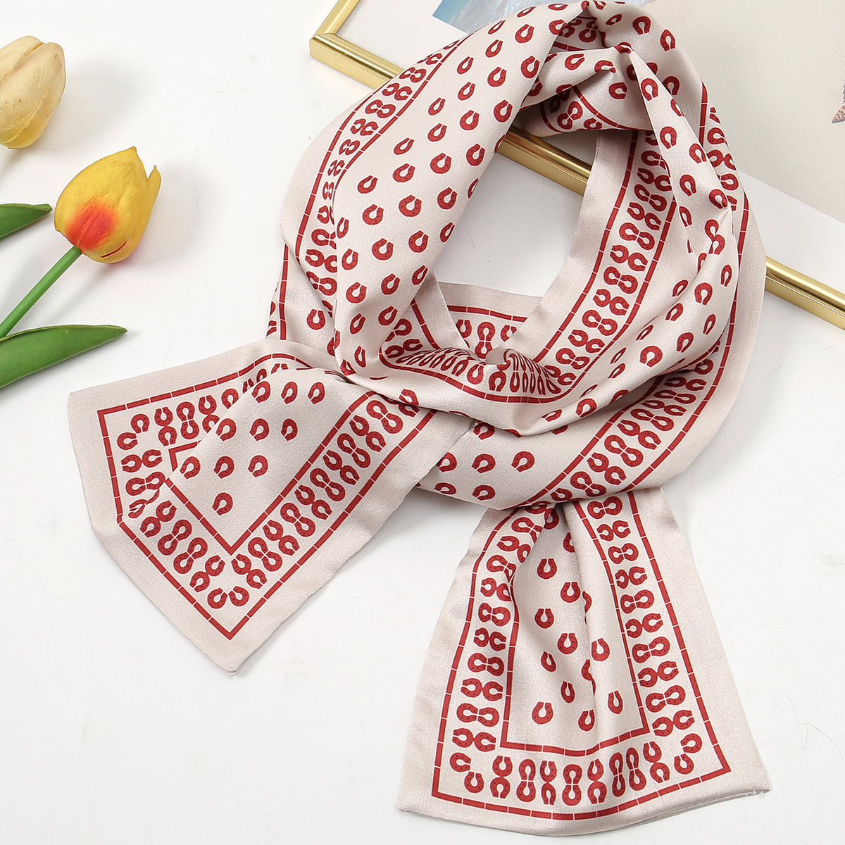 Pre-tie Neck Scarf & Red Small Dot Full Print Neckercheif