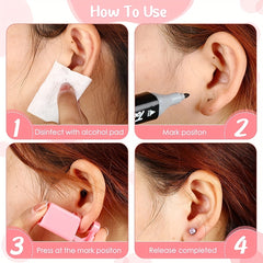 6PCS Pink Ear Piercing Kit Disposable Self Ear Piercing Gun Kit