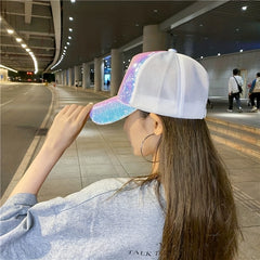 Sequin Sparkly Baseball Cap Y2K Couple Sports Hat Breathable Trucker Hat