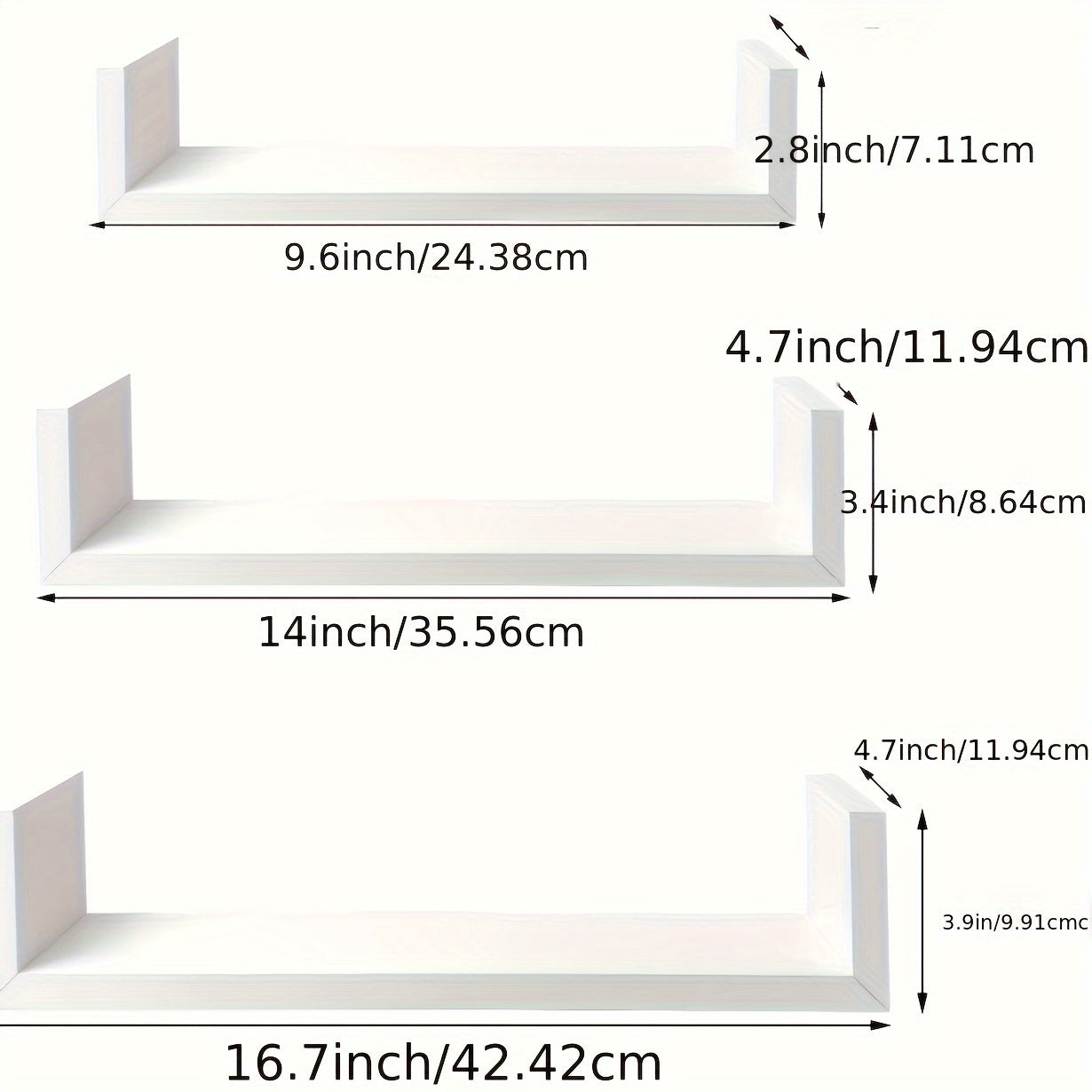3pcs Modern U Shaped Wall Rack - Minimalist Storage and Decoration Rack