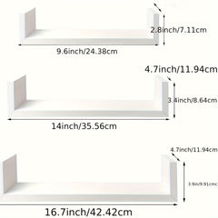 3pcs Modern U Shaped Wall Rack - Minimalist Storage and Decoration Rack