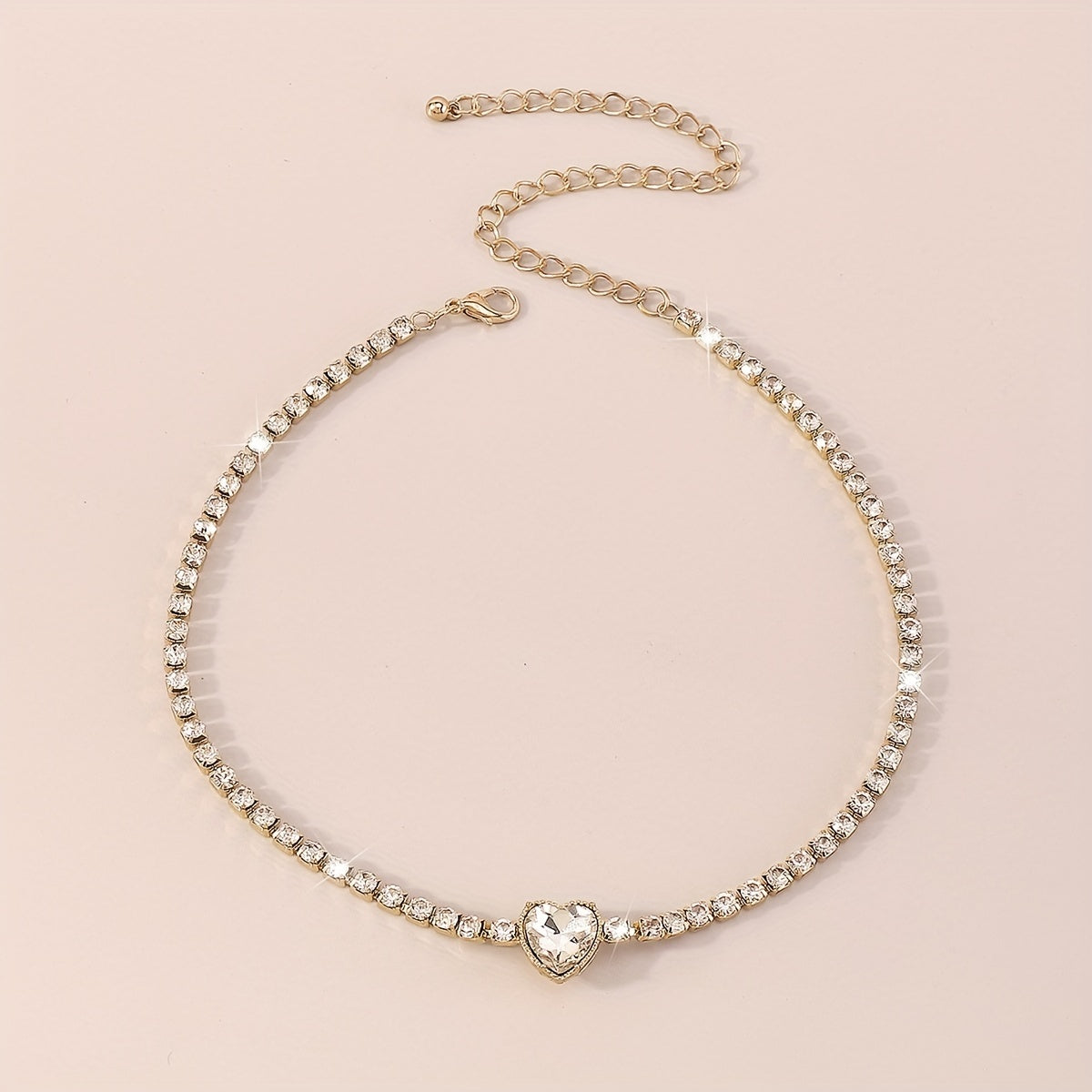 Glitter Rhinestone Love Necklace for Prom