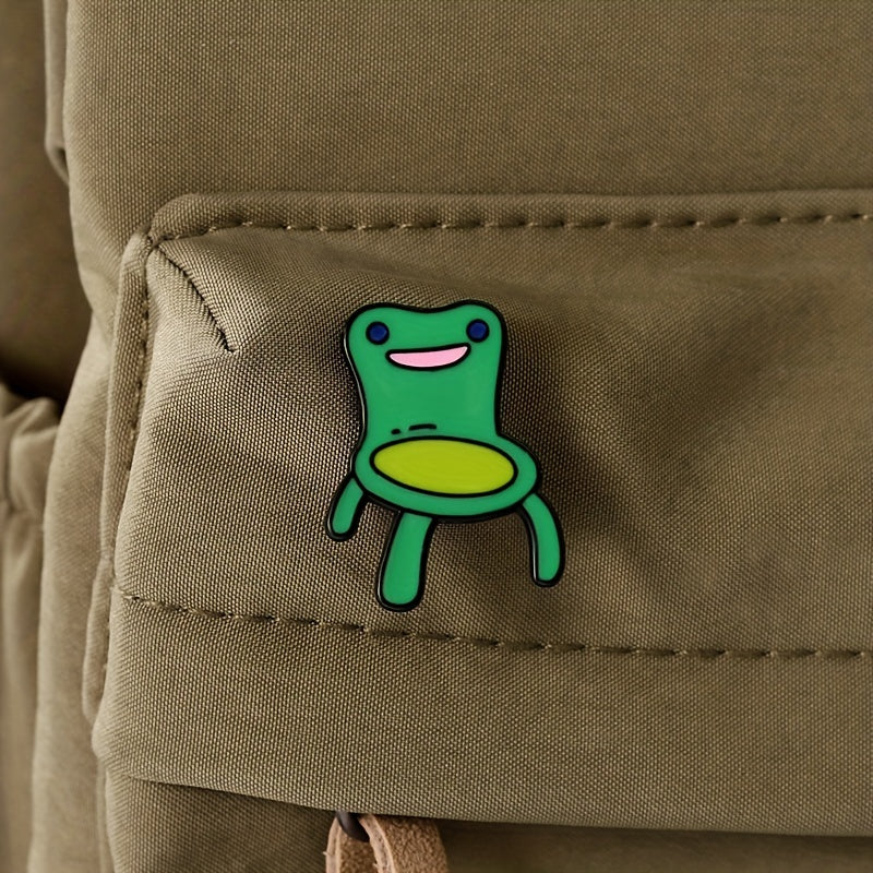 Kids Frog Stool Shape Green Bag Brooch Pin