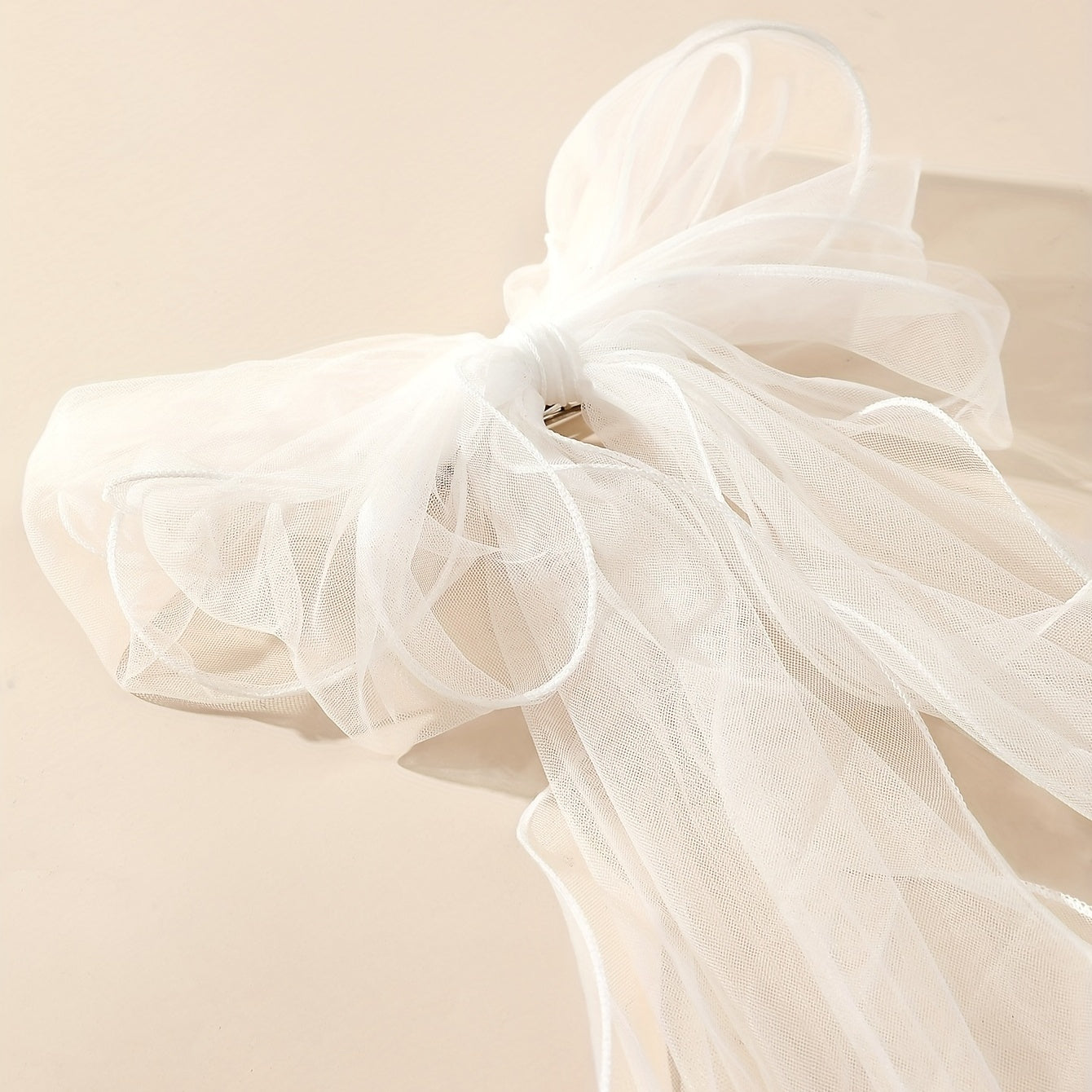 Romantic Sheer Bowknot Bridal Veil with Ribbon Edge & Comb
